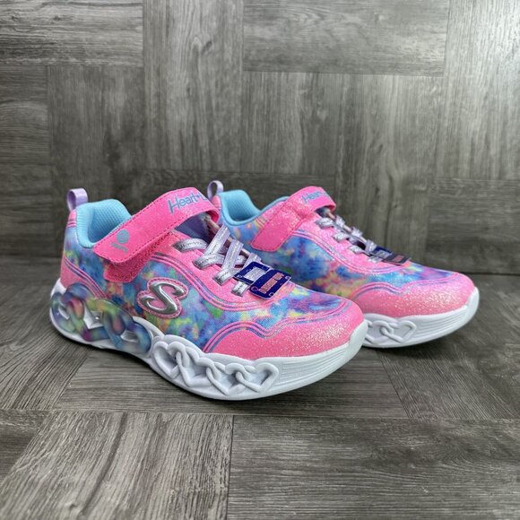 Skechers Kids size 3 Infinite Heart Lights Multicolored Shoes - Picture 5 of 8